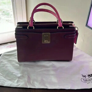 Coach Colorblock Wine Pink White Hutton Bag EUC